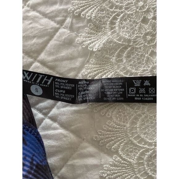 WITH Sports Bra Blue Floral Yoga Gym Activewear Size Small NWT - Picture 4 of 11